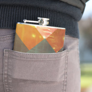 Seventies Orange Abstract Techno Triangles Hip Flask