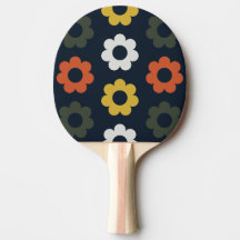 Seventies Retro Club Flower Pattern Table Tennis