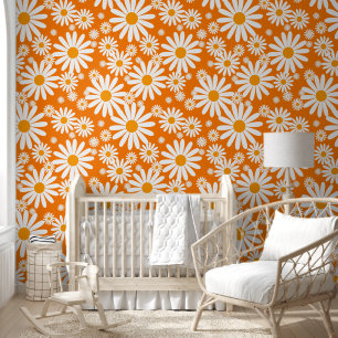 Seventies retro flower pattern wallpaper