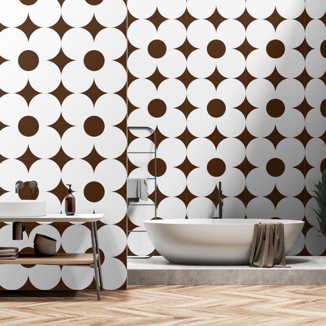 Seventies retro flower pattern wallpaper (Bathroom)