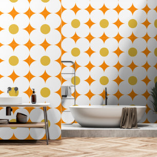 Seventies retro flower pattern wallpaper