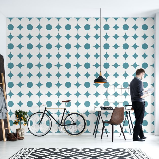 Seventies retro flower pattern wallpaper (Living Room)