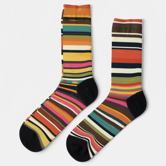 Seventies Stripes Retro Horizontal Socks (Left)