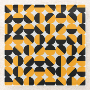 Seventies style, geometric half circles. glass coaster