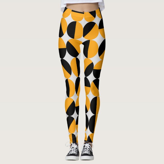 Seventies style, geometric half circles. leggings (Front)