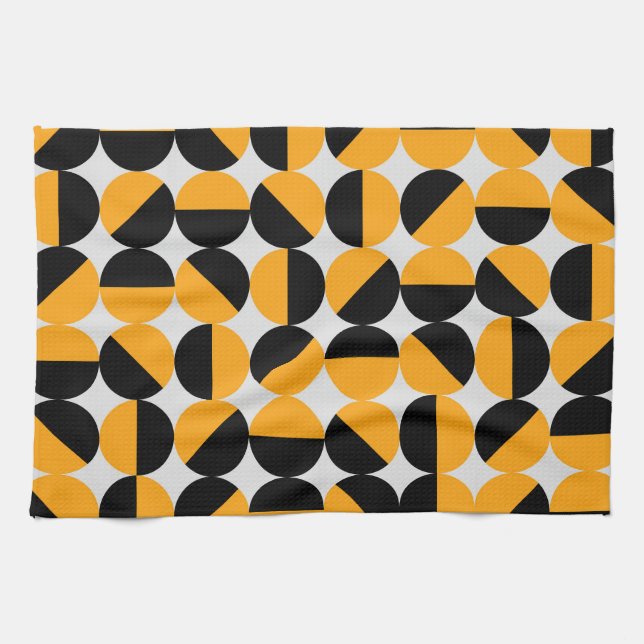 Seventies style, geometric half circles. tea towel (Horizontal)
