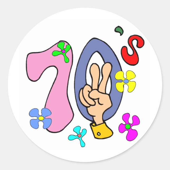 Seventies T-shirts and Gifts. Classic Round Sticker (Front)