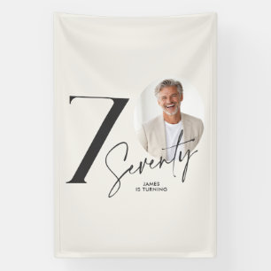 Seventy 70 Birthday Photo Minimal Milestone party Banner