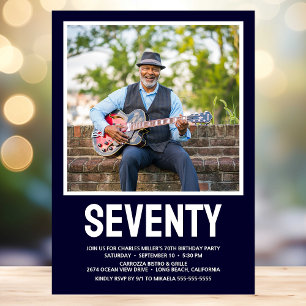 Seventy 70th Birthday Bold Type Photo Invitation