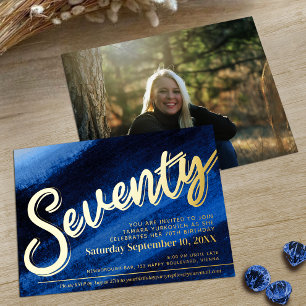Seventy 70th Birthday party gold sapphire blue