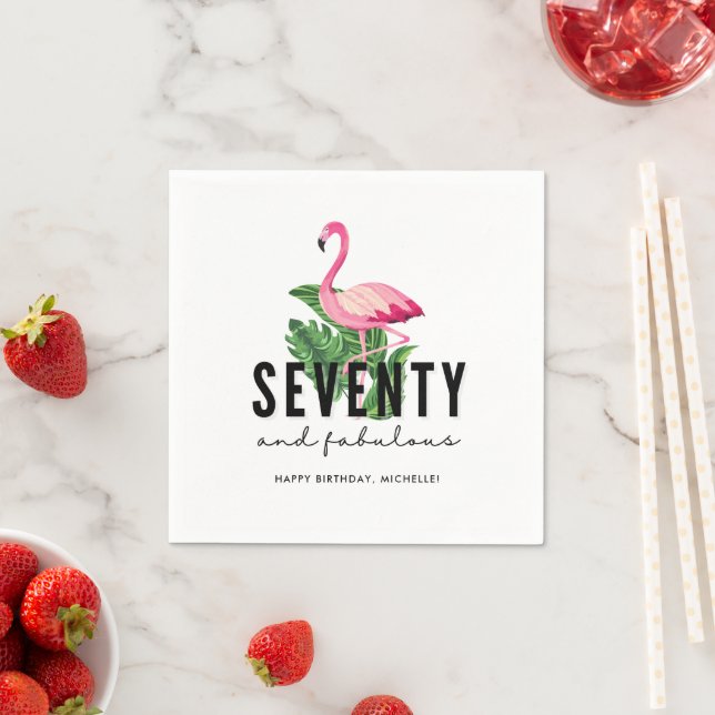 Seventy and Fabulous Flamingo 70th Birthday Party  Napkin (Insitu)