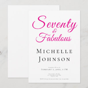 Seventy and Fabulous Minimal Pink 70th Birthday Invitation