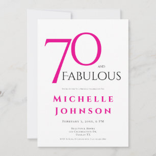 Seventy and Fabulous Minimal Pink 70th Birthday Invitation