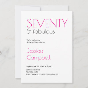 Seventy and Fabulous Modern 70th Birthday Invitation