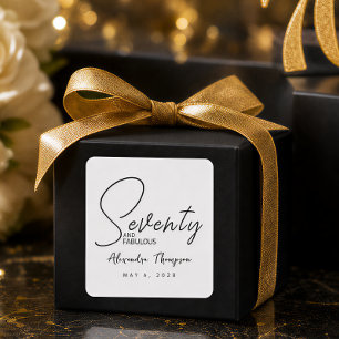 Seventy and Fabulous Name Date 70th Birthday Square Sticker