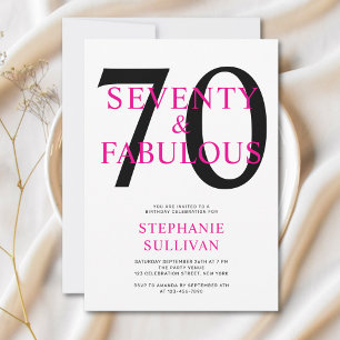 Seventy and Fabulous Pink 70th Birthday Party Invitation