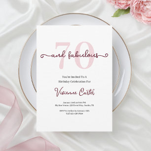 Seventy and Fabulous Pink 70th Birthday Party Invitation