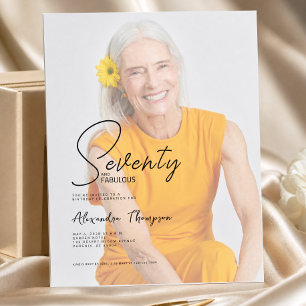 Seventy and Fabulous Script 70th Birthday Party Invitation
