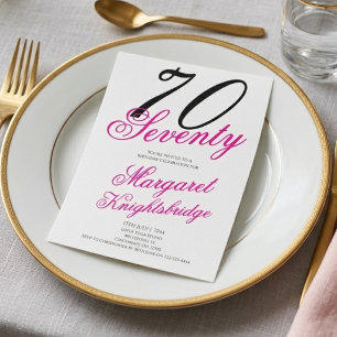 Seventy and Fabulous Script Pink 70th Birthday Invitation