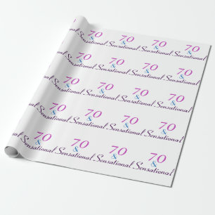 Seventy and Sensational 70th Birthday Purple Pink Wrapping Paper