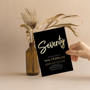 Seventy   Black Chic Script 70th Birthday Party