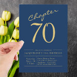 Seventy Blue Gold 70th Birthday Party Invitation<br><div class="desc">Celebrate your special 70th birthday in style with our Seventy Blue Gold 70th Birthday Party Invitation! This elegant design features a beautiful blue and gold colour palette, perfect for a shimmering celebration. It’s easy to customise and personalise to create the perfect invitation for your special day. Show off your style...</div>