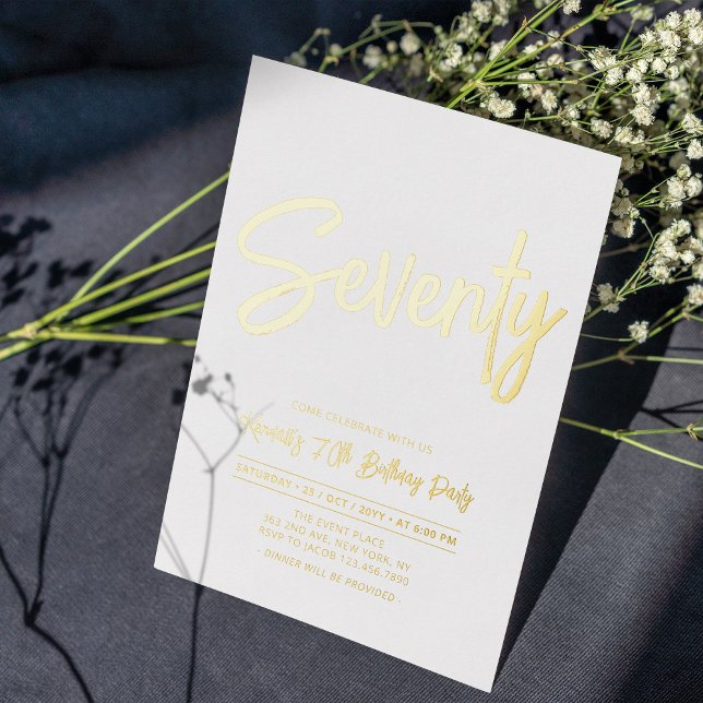 Seventy | Chic Foil Script 70th Birthday Party (Creator Uploaded)