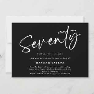 Seventy Elegant Black White 70th Birthday Invitation
