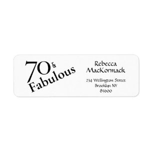 Seventy & Fabulous 70 Elegant 70th Birthday Party  Return Address Label