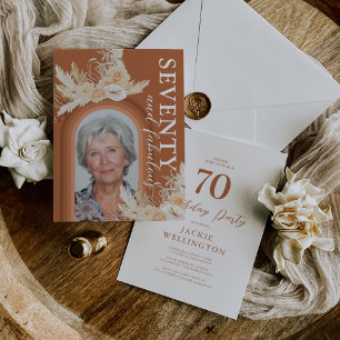 Seventy & Fabulous Burnt Orange Boho Birthday Invitation