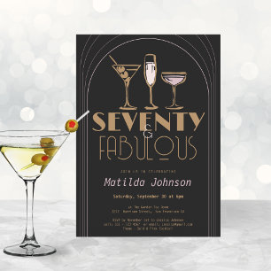 Seventy Fabulous Cocktail Gold Black 70th Birthday Invitation