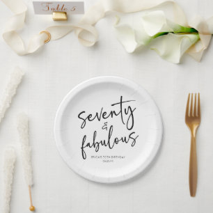 Seventy & Fabulous Minimal 70th Birthday Party Paper Plate