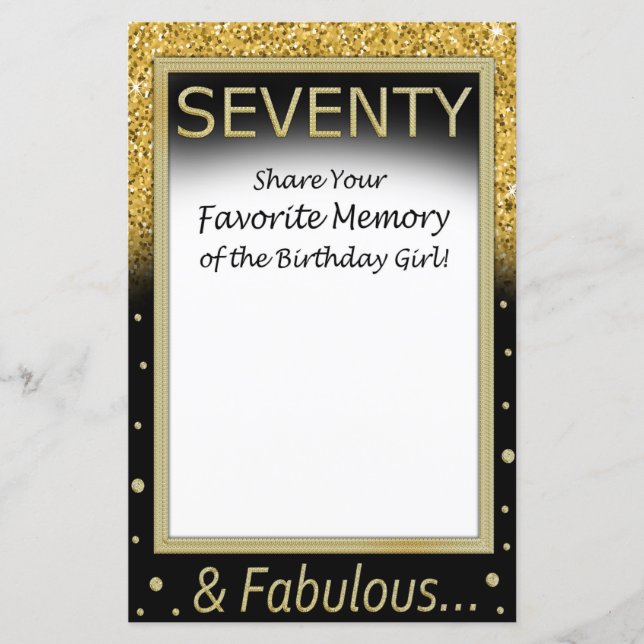 Seventy Favourite Memory of the Birthday Girl (Front)