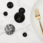 Seventy Gold & Black Confetti 70th Birthday Party<br><div class="desc">Add detail to your special day with this stylish 70th birthday photo table confetti. This design features a modern script "Seventy",  " Happy Birthday" with hexagon confetti in black & gold colour combo. More milestone birthday party supplies are available at my shop BaraBomDesign.</div>