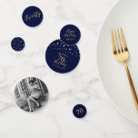 Seventy Gold & Navy Confetti 70th Birthday Party<br><div class="desc">Add detail to your special day with this stylish 70th birthday photo table confetti. This design features a modern script "Seventy",  " Happy Birthday" with hexagon confetti in black & gold colour combo. More milestone birthday party supplies are available at my shop BaraBomDesign.</div>