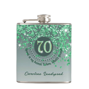 Seventy & Green Glitter & Drinking Quote Hip Flask