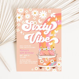 Seventy is a Vibe 70th Bright Pink Birthday Groovy Invitation