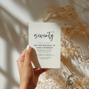 Seventy Modern 70th Black & White Birthday Party Invitation Postcard