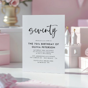 Seventy Modern 70th Black & White Birthday Party Magnetic Invitation