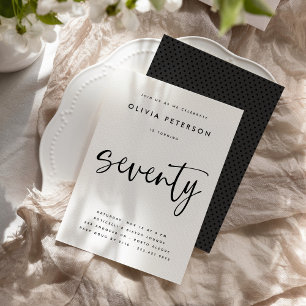 Seventy Modern B&W 70th Birthday Party Typography Invitation