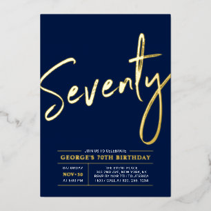 Seventy Modern Gold Navy 70th Birthday Party
