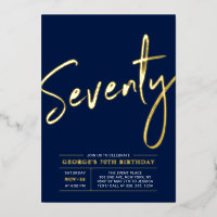 Seventy | Modern Gold Navy 70th Birthday Party