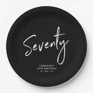 Seventy Modern Lettering 70th Birthday Party Paper Plate