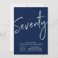Seventy | Modern Silver Brush 70th Birthday Party