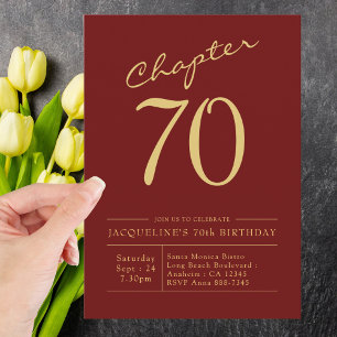 Seventy Red Gold 70th Birthday Party Invitation