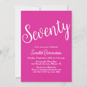 Seventy Script Pink 70th Birthday Party Invitation