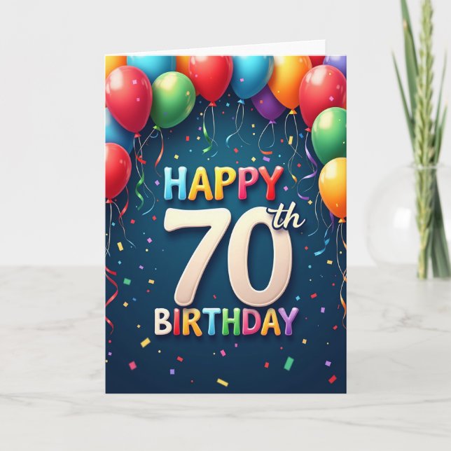 Seventy Years Blue Celebration Card (Front)