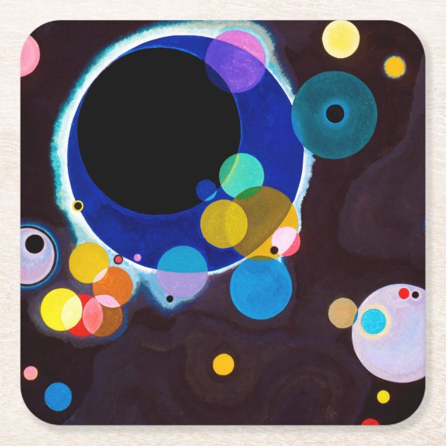 Several Circles, Wassily Kandinsky Square Paper Coaster (Front)
