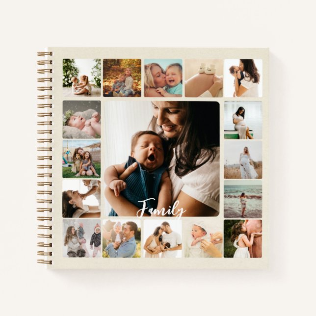 Several Photos Collage Simple Frame Family Diary Notebook (Front)