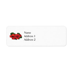 Several Red Geraniums Return Address Label
